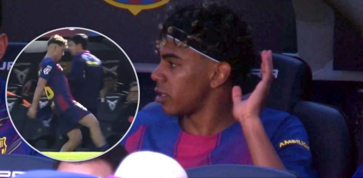 亚马尔被换下后四次指向弗里克 向助教抱怨总是针对我